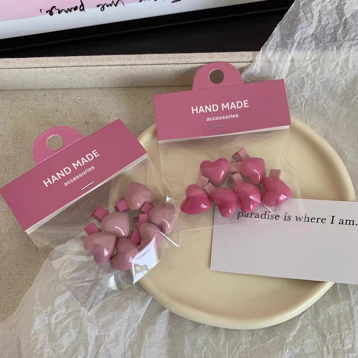 Wholesale 6 Pack Pink Love Hair Clips